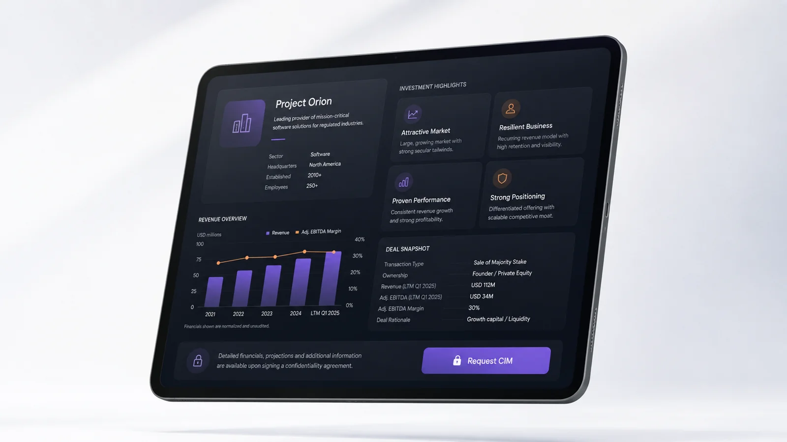 Smart Teaser preview showing a concise investment narrative and selected financial information